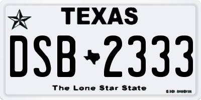 TX license plate DSB2333