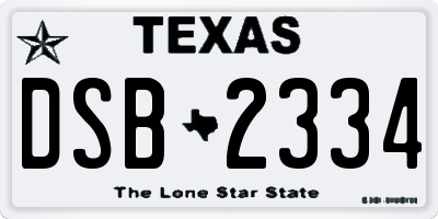 TX license plate DSB2334