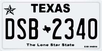 TX license plate DSB2340