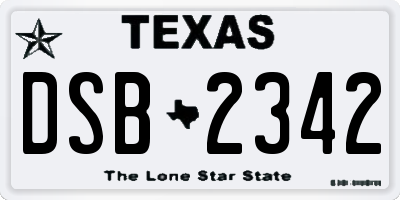 TX license plate DSB2342