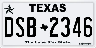 TX license plate DSB2346