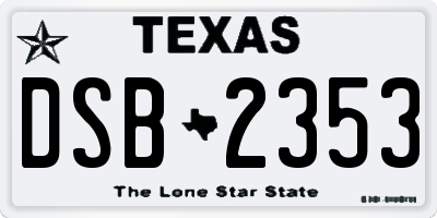 TX license plate DSB2353