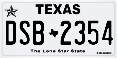 TX license plate DSB2354