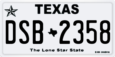 TX license plate DSB2358