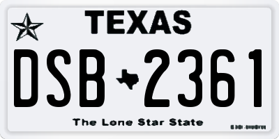 TX license plate DSB2361