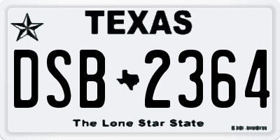 TX license plate DSB2364