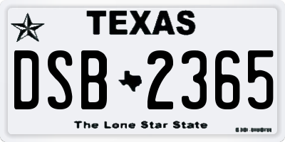 TX license plate DSB2365