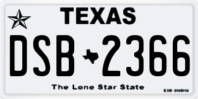 TX license plate DSB2366