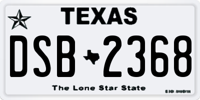 TX license plate DSB2368