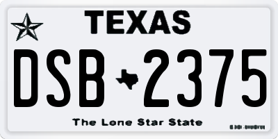 TX license plate DSB2375