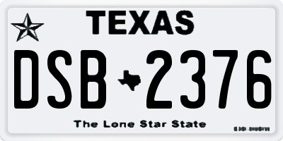 TX license plate DSB2376