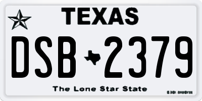 TX license plate DSB2379