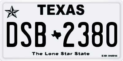 TX license plate DSB2380