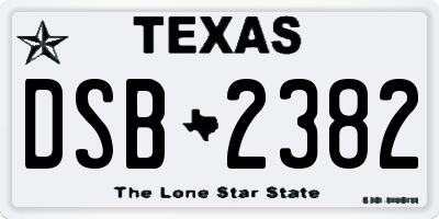 TX license plate DSB2382