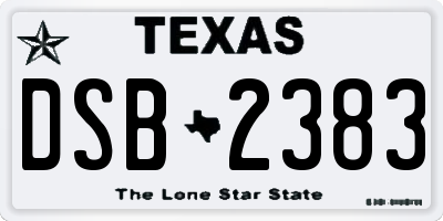 TX license plate DSB2383