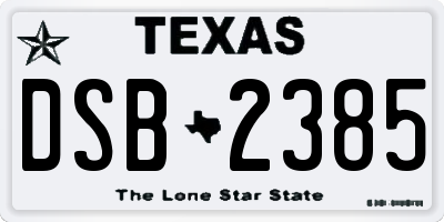 TX license plate DSB2385