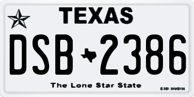 TX license plate DSB2386