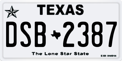 TX license plate DSB2387
