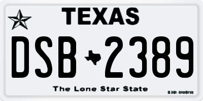 TX license plate DSB2389