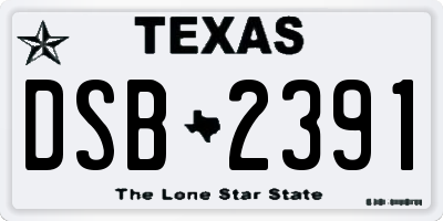 TX license plate DSB2391