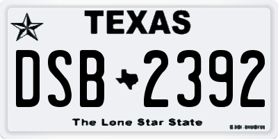 TX license plate DSB2392