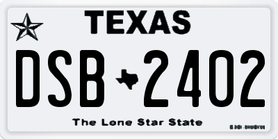 TX license plate DSB2402