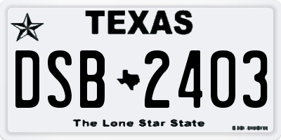TX license plate DSB2403