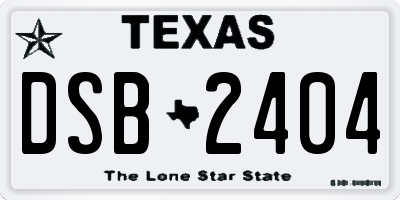 TX license plate DSB2404