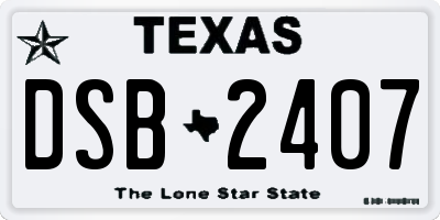 TX license plate DSB2407