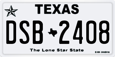 TX license plate DSB2408