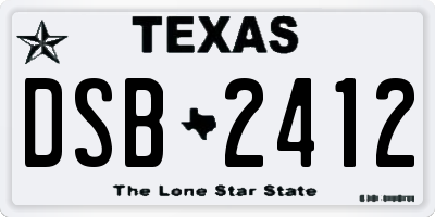 TX license plate DSB2412