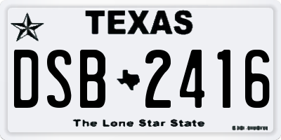 TX license plate DSB2416