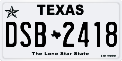 TX license plate DSB2418