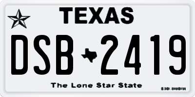 TX license plate DSB2419