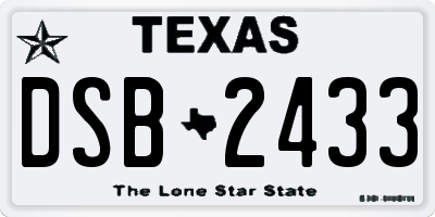 TX license plate DSB2433