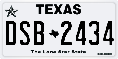 TX license plate DSB2434