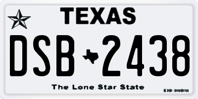 TX license plate DSB2438
