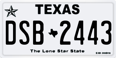 TX license plate DSB2443