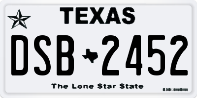 TX license plate DSB2452