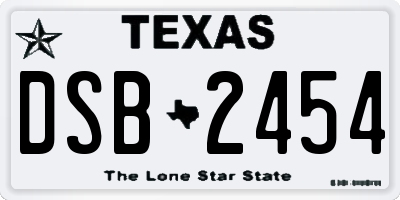TX license plate DSB2454
