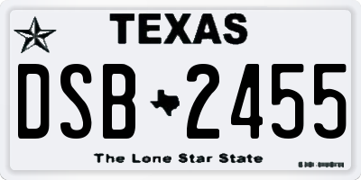 TX license plate DSB2455