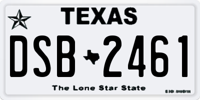 TX license plate DSB2461