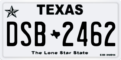 TX license plate DSB2462