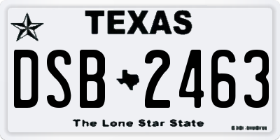 TX license plate DSB2463