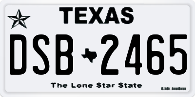 TX license plate DSB2465