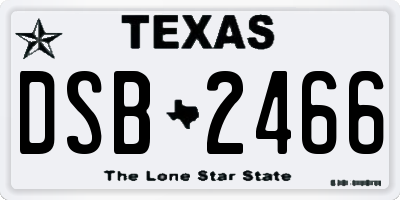 TX license plate DSB2466