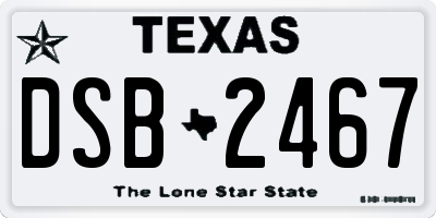 TX license plate DSB2467
