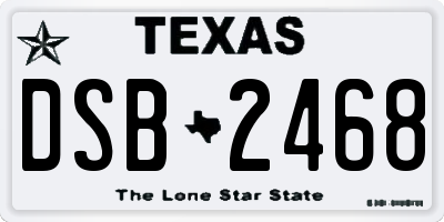 TX license plate DSB2468