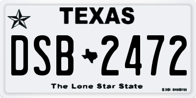 TX license plate DSB2472