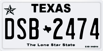 TX license plate DSB2474
